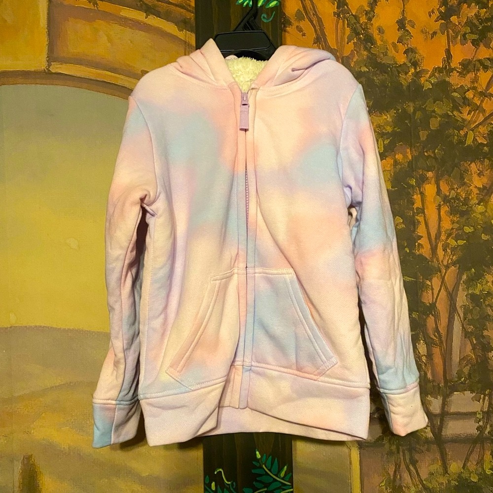 Tie dye Sherpa lined zip up sweatshirt